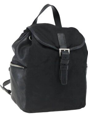 PRADA Backpack Nylon Leather Black Silver Auth ka2564